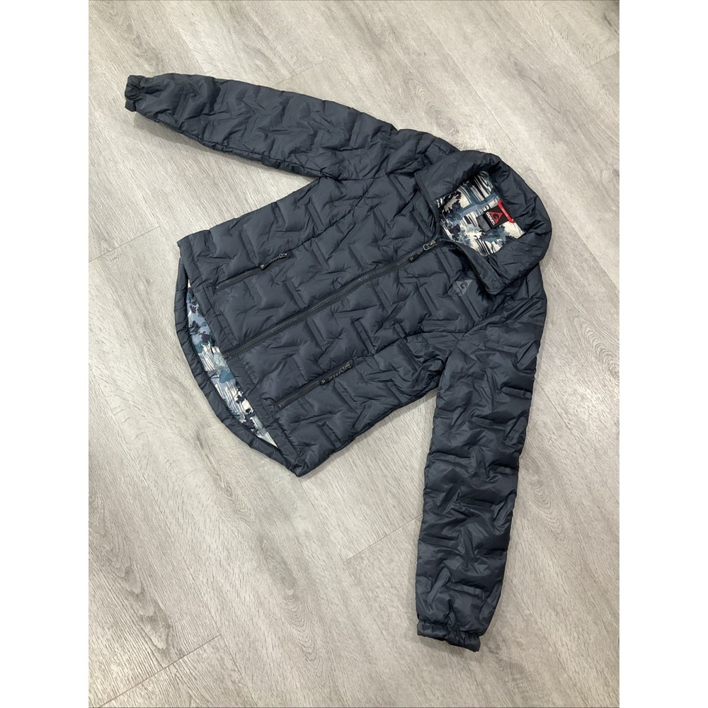 Gerry Women's Small Navy Blue Welded Geo Full Zip Puffer Coat Jacket Down 650